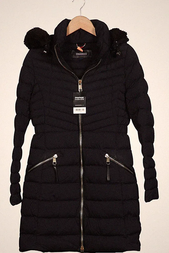 Tommy Hilfiger Mantel Damen Jacke Parka Gr. S Leder Daunen Marineblau #xe3oqrk