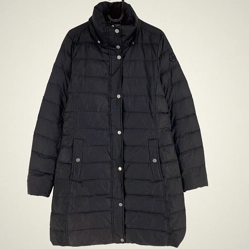 TOMMY HILFIGER Schwarzer Gesteppt Daunen Parka Mantel Jacke Größe S