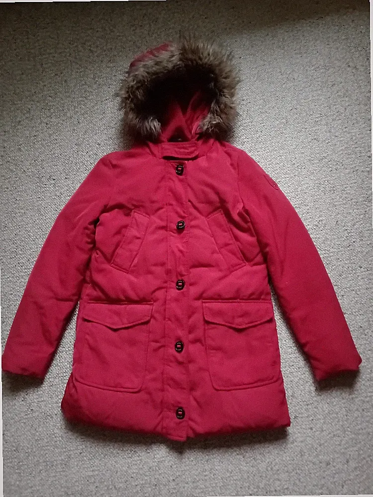 Tommy Hilfinger Winterjacke Daunenjacke Wintermantel Damen Gr S mit Kapuze rot