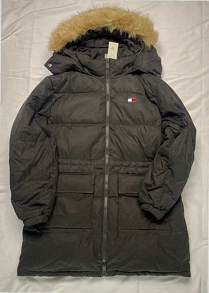 Tommy Jeans Damen Daunenmantel – Schwarz, Größe M, Echt Daunen, Neu mit Etikett