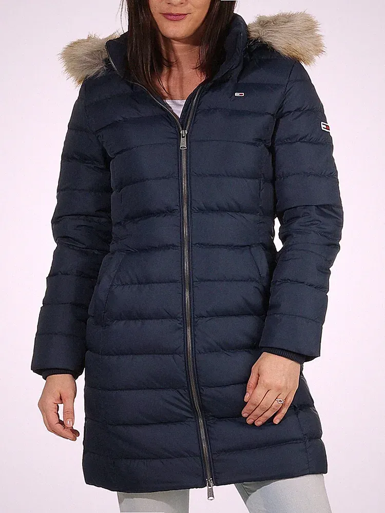 Tommy Jeans Damen Winter Jacke Mantel Essential Hooded Daunenjacke Down Coat