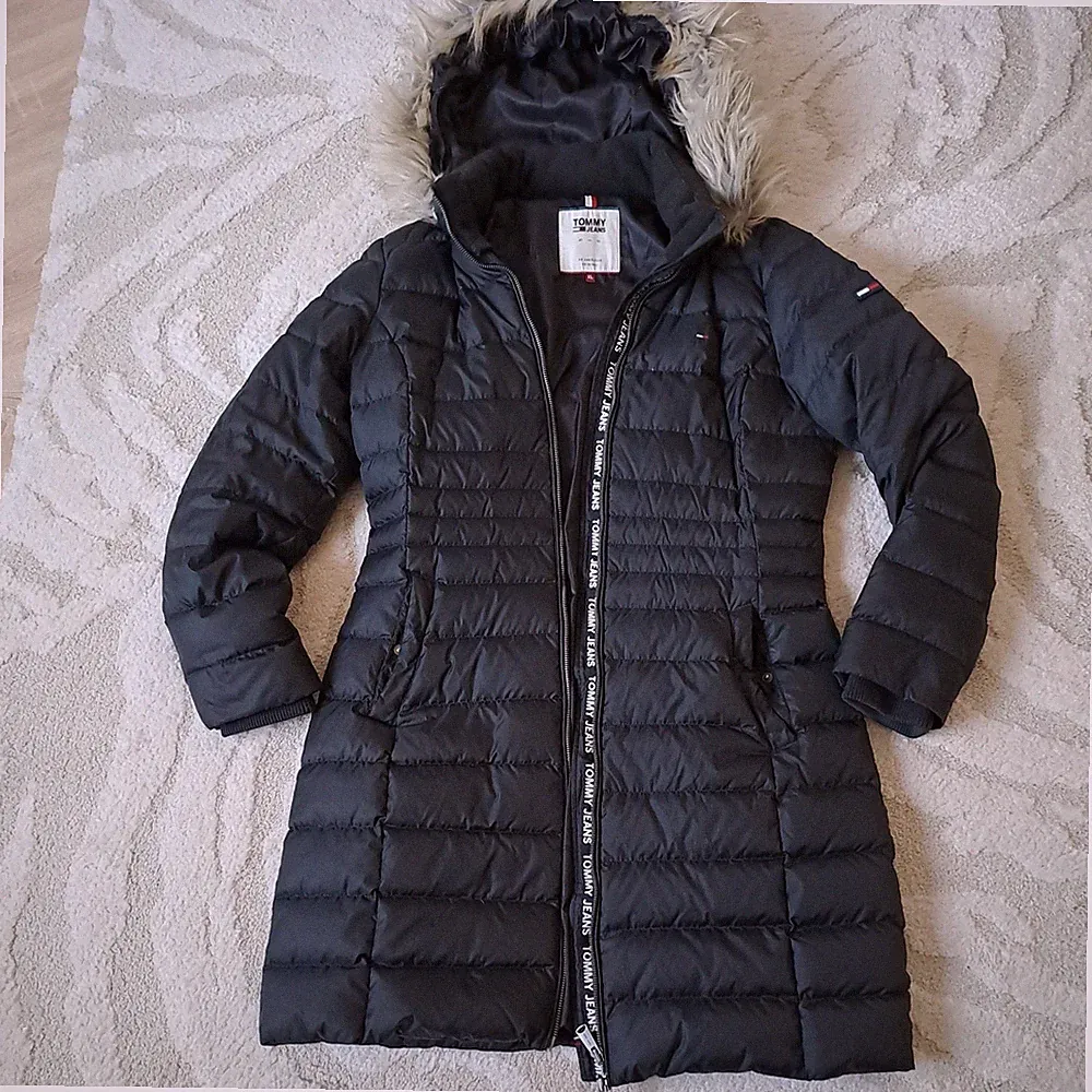 Tommy Jeans Hilfiger Daunen Stepp Mantel Jacke Parka dg XL Schwarz Kapuze
