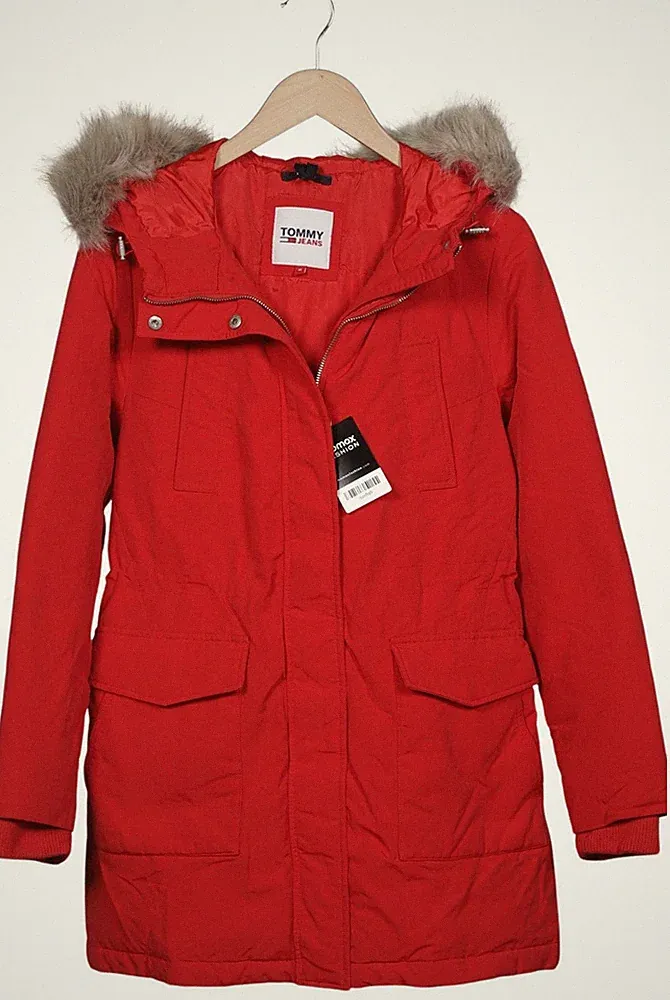Tommy Jeans Jacke Damen Anorak Jacket Kurzmantel Gr. M Daunen Rot #7nyyddi