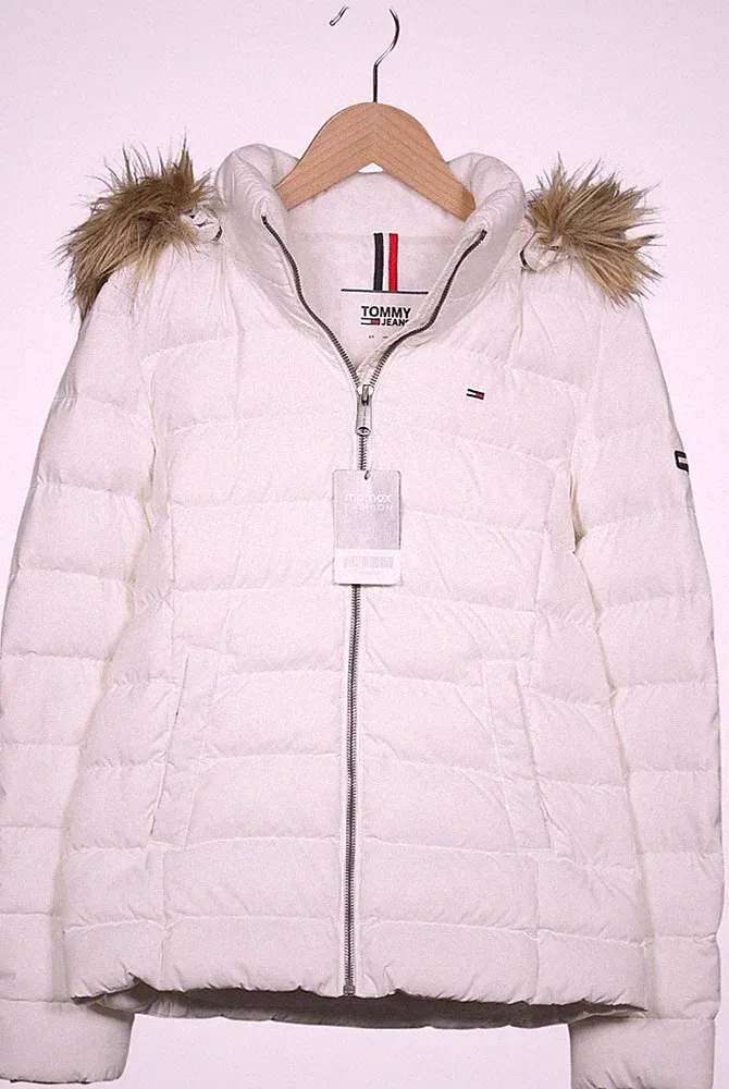 Tommy Jeans Jacke Damen Anorak Jacket Kurzmantel Gr. S Daunen Weiß #46bsjm4