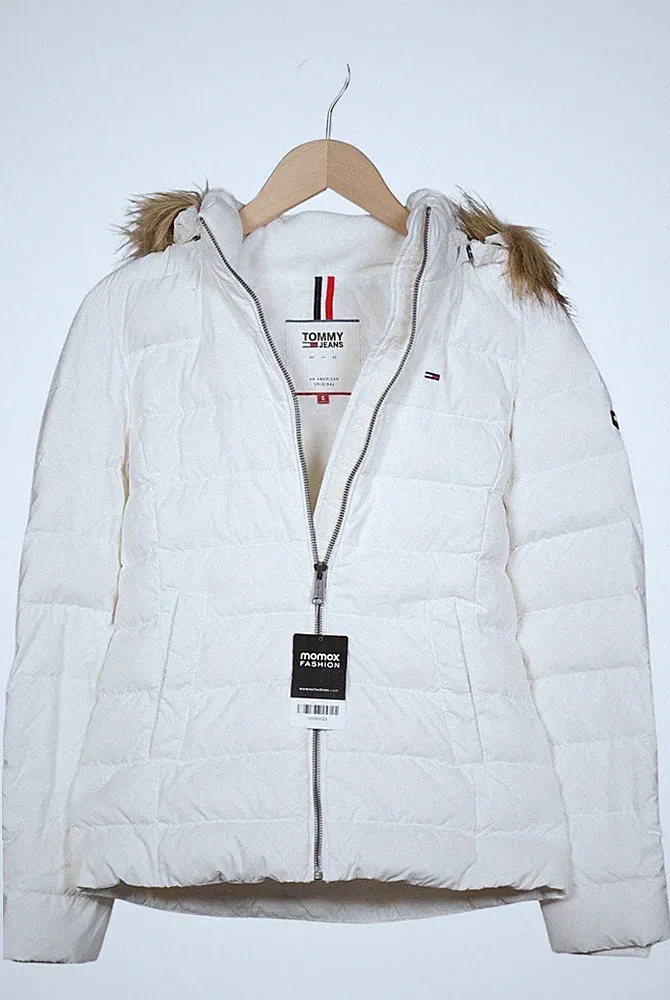 Tommy Jeans Jacke Damen Anorak Jacket Kurzmantel Gr. S Daunen Weiß #cmfzm2s
