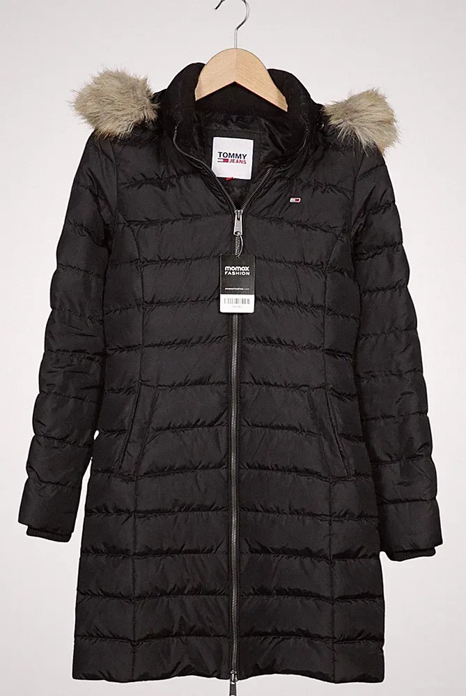 daunenmantel damen lang schwarz