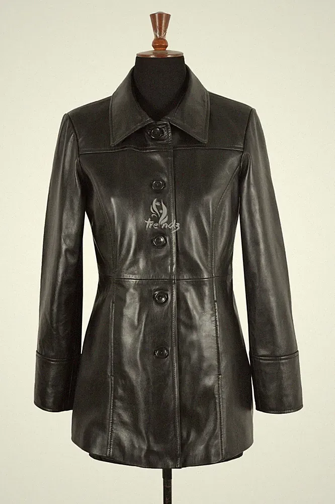 TRENCH Damen Leder AUTOMANTEL Knopfleiste Lammleder klassische normale Passform Jacke