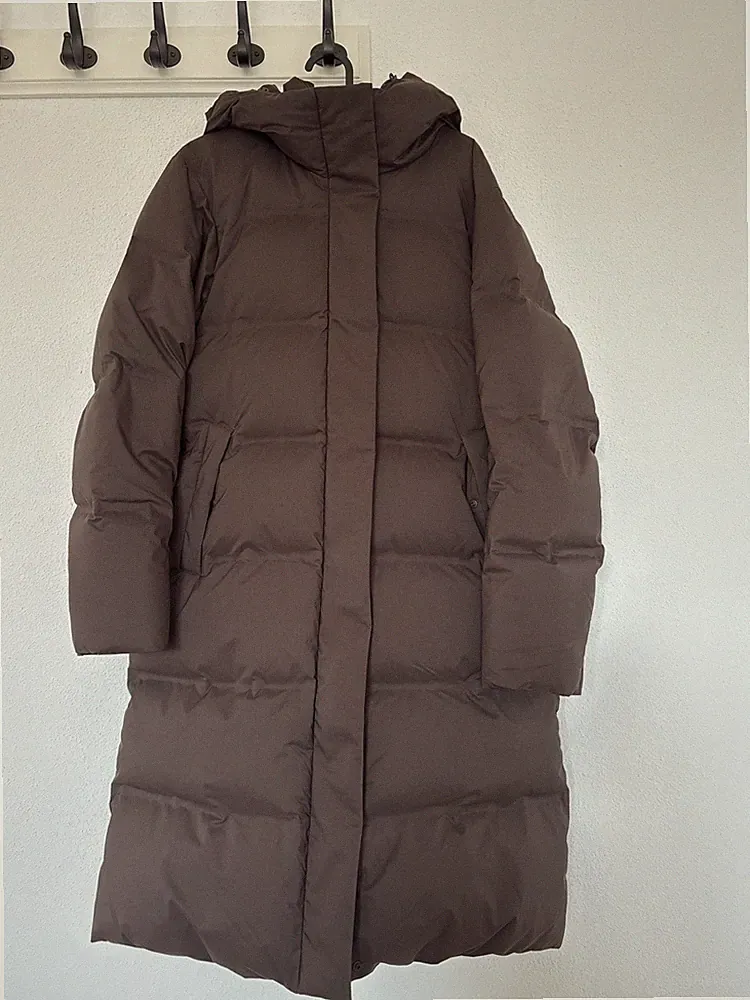 Uniqlo Daunenmantel Damen Dunkelbraun S Neuwertig mit Kapuze