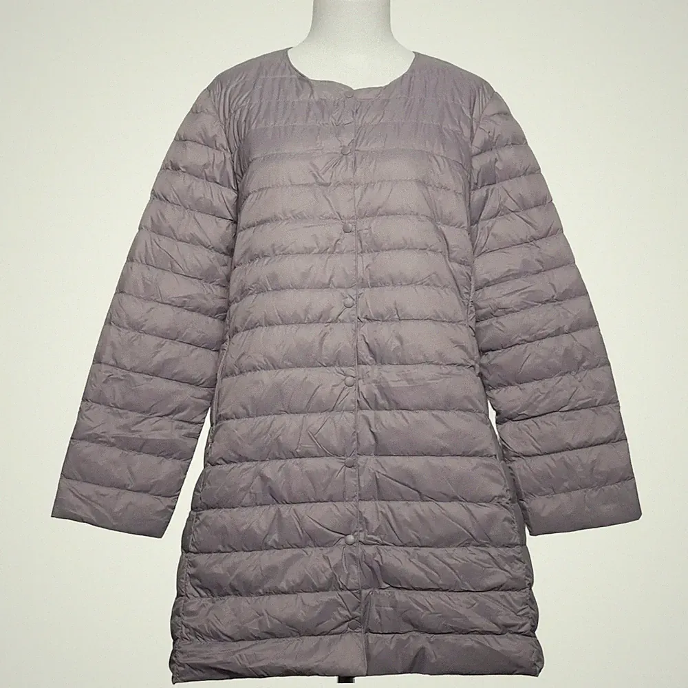 Uniqlo, Daunenmantel, Damen, Größe: 4XL, Grau, Daune/Nylon, Einfarbig #Cop