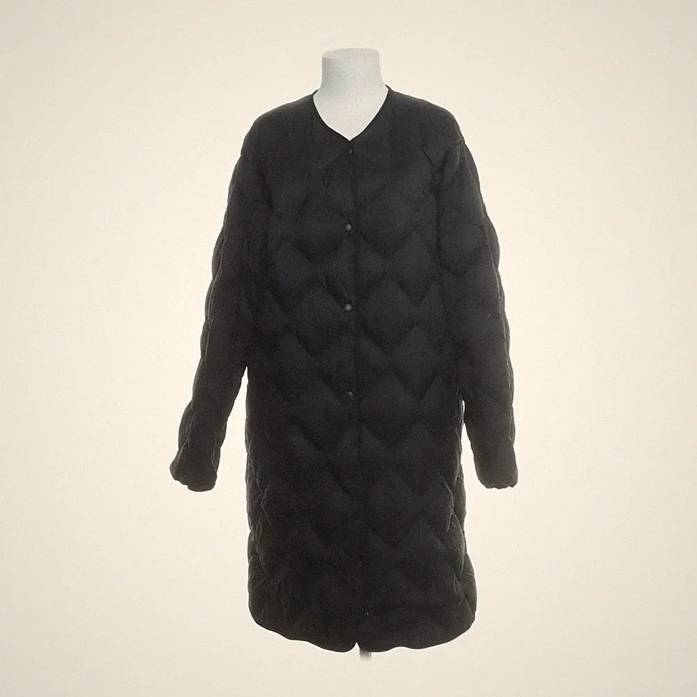 Uniqlo, Daunenmantel, Damen, Größe: L, Schwarz, Daune/Feder/Nylon/Polyester #30Q