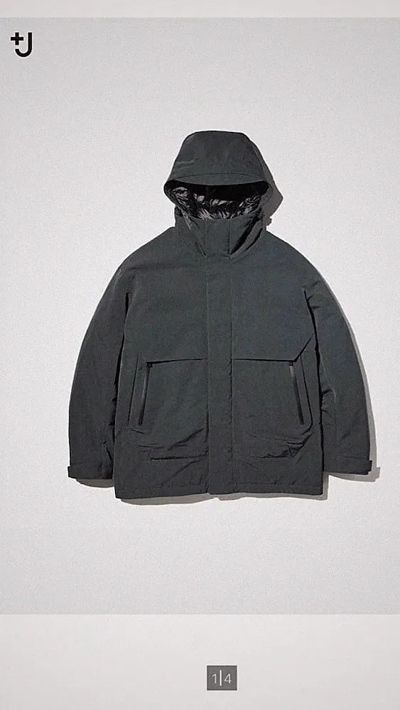 Uniqlo+J Hybrid Daunen Oversized Parka Dunkelgrün L Gebraucht