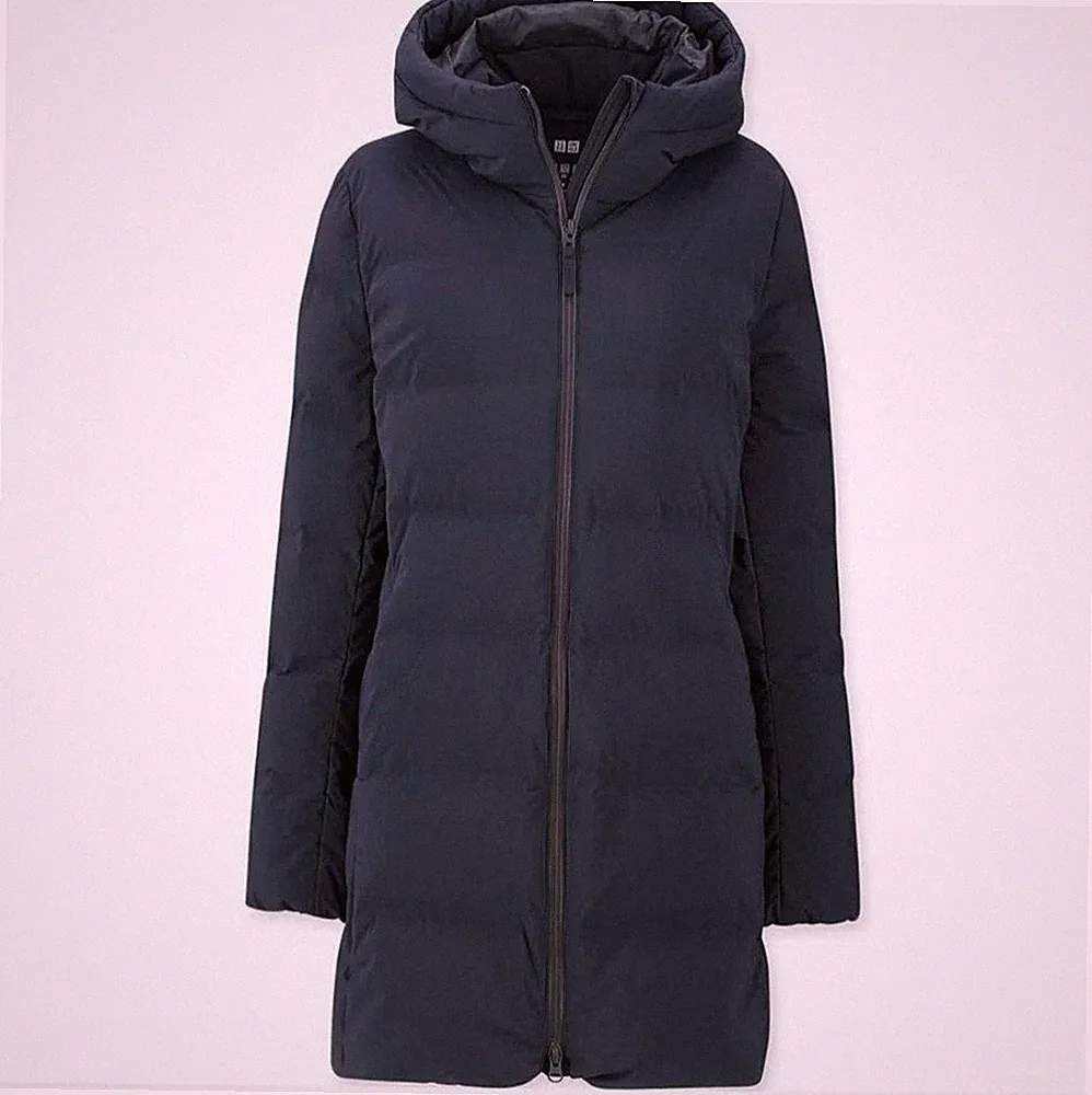 Uniqlo Seamless Daunen Kurzmantel Navy M Waschbar Leicht Warm