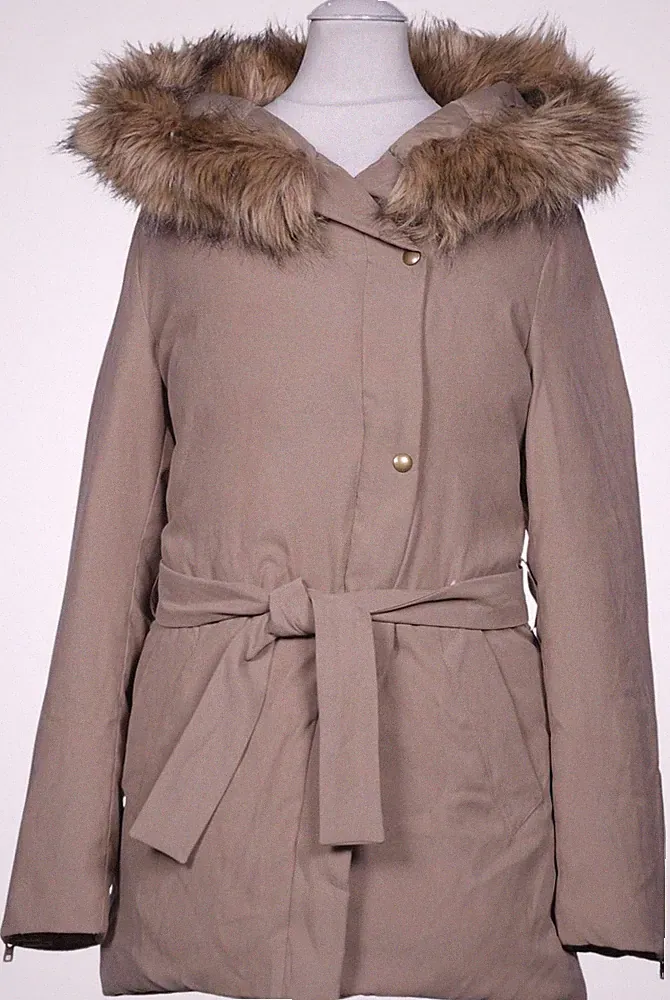 UNITED COLORS OF BENETTON Mantel Damen Jacke Parka Gr. 32 Daunen Beige #gefoqj5