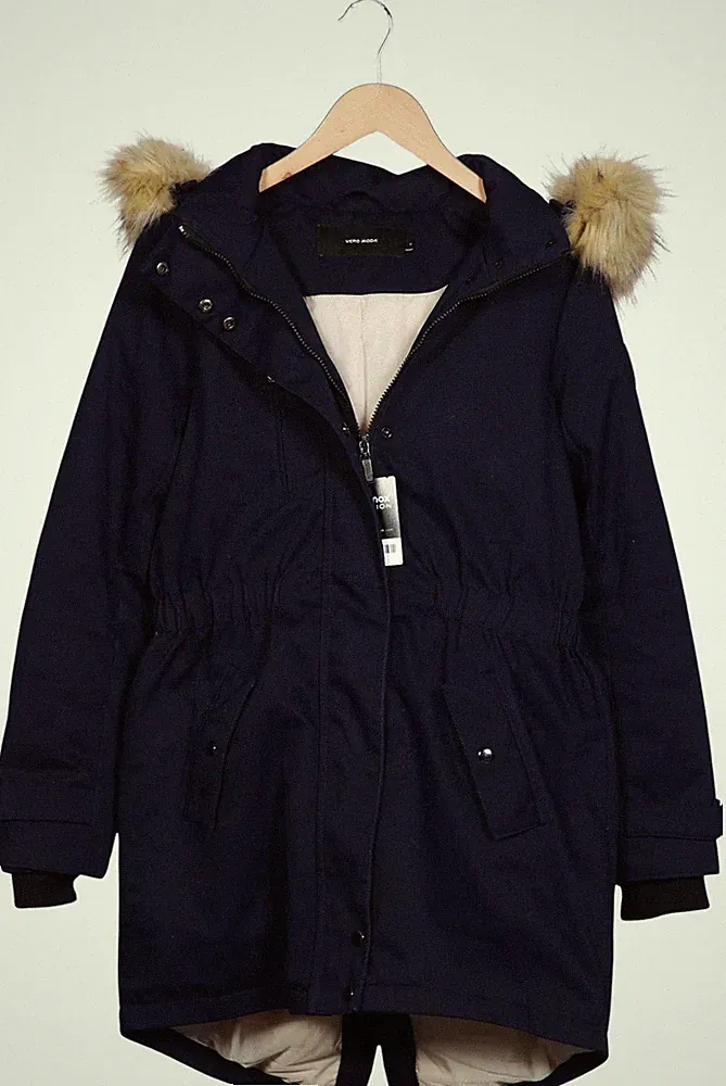 Vero Moda Mantel Damen Jacke Parka Gr. M Baumwolle Daunen Marineblau #2c1o9gc