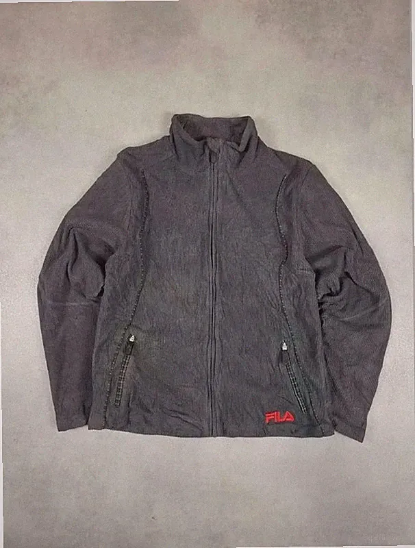 Vintage Fleecejacke Rippsamt grau Fila Größe L