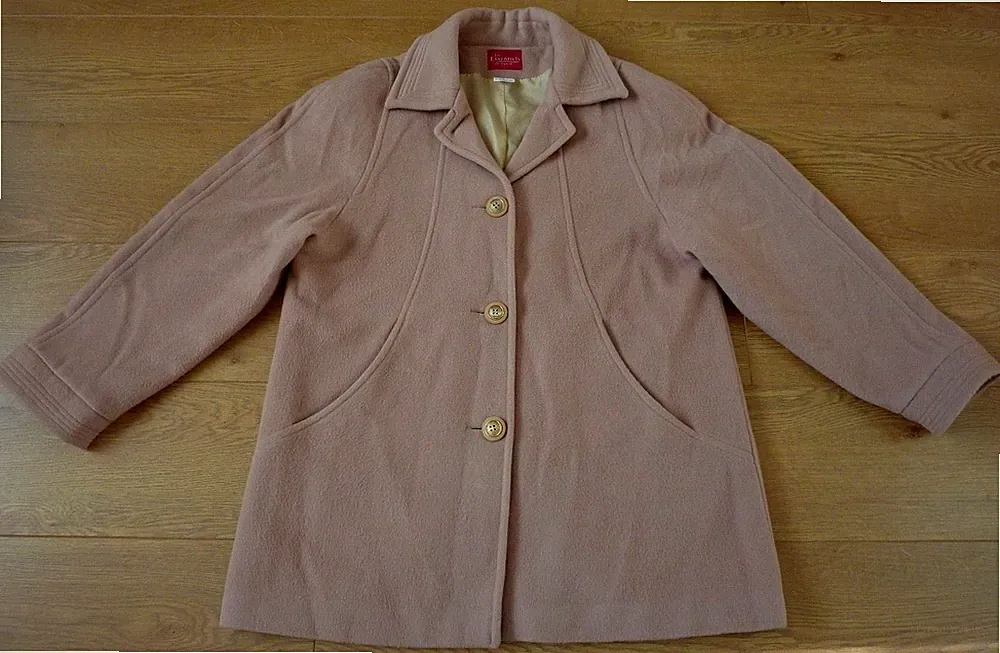 Vintage Mantel Wolle Kaschmir Mischung Les Essentiels de Daxon Damen Camel Gr UK 16