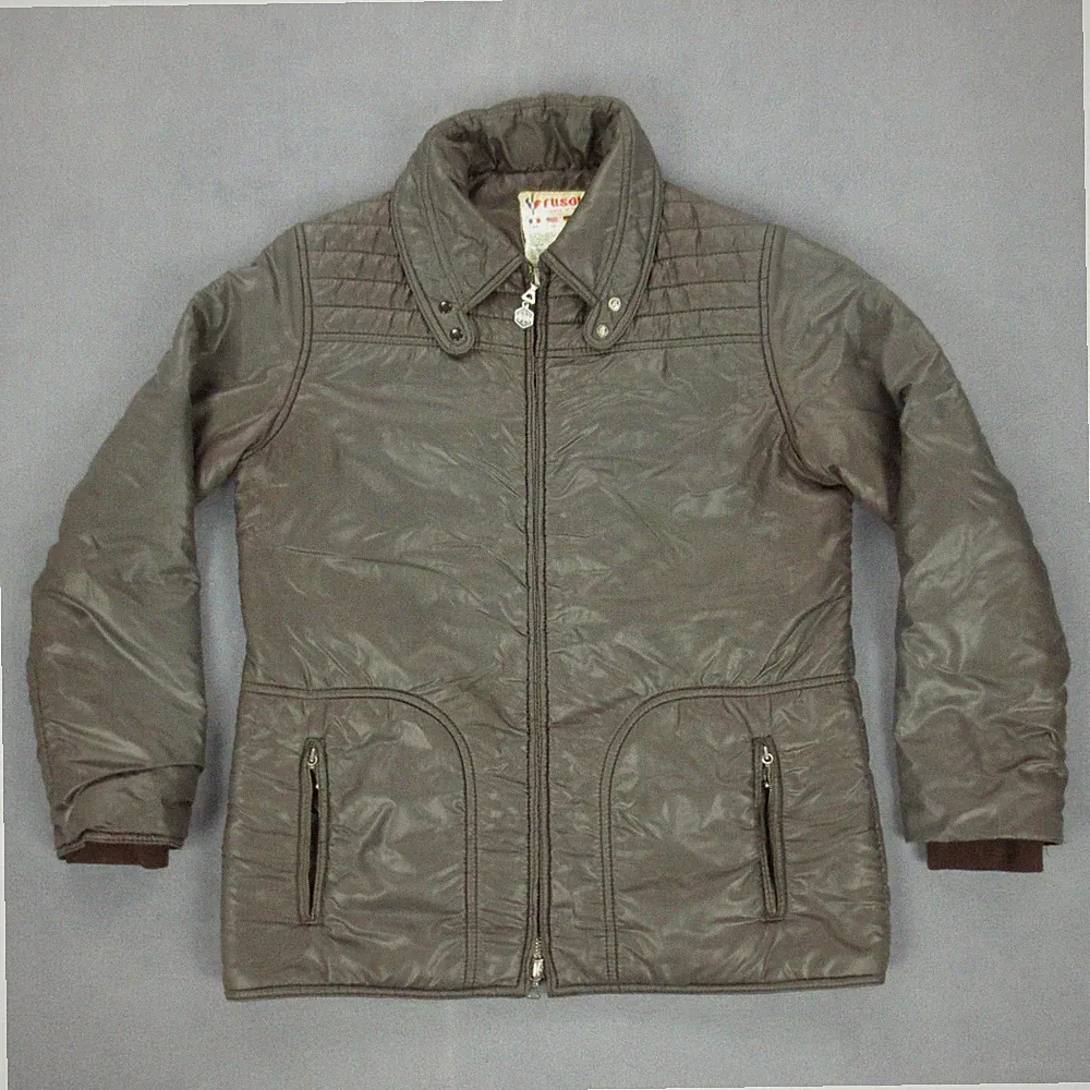 Warme Ski Daunenjacke Stehkragen Vintage 80er Made France Fusalp Damen S Braun Nylon