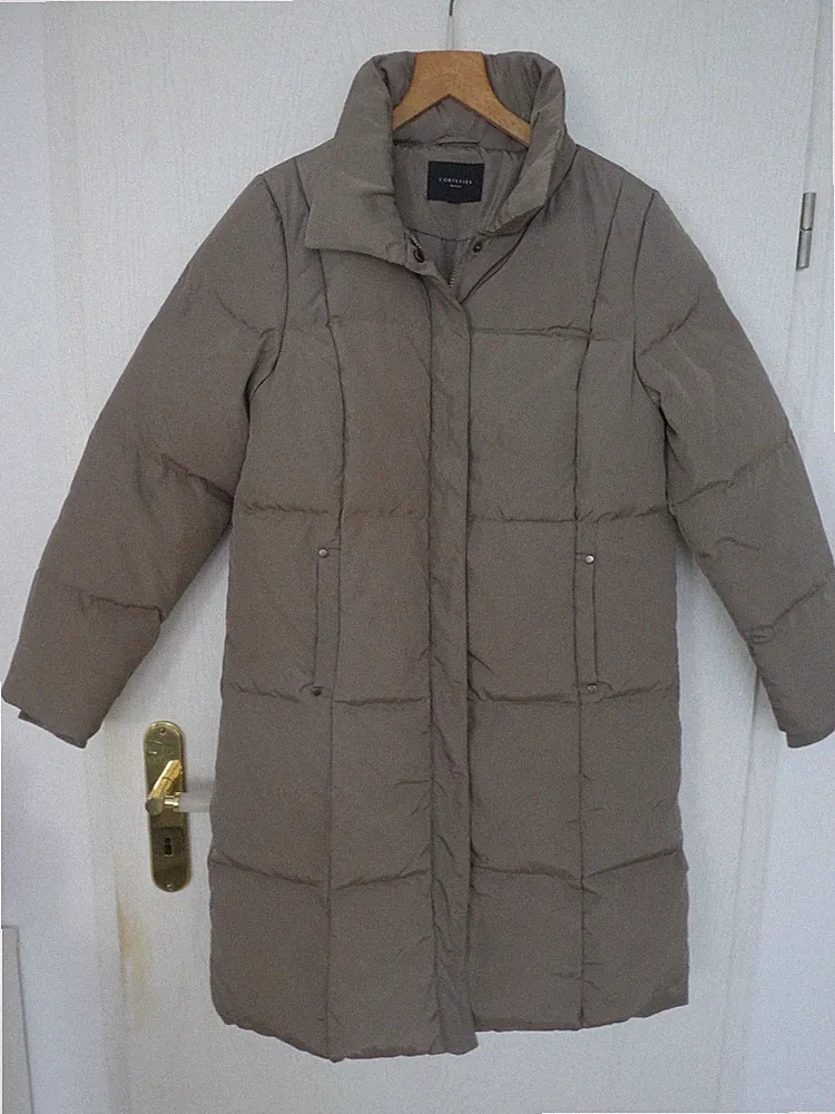 Warmer Daunen-Mantel, Cortefiel, Taupe-Beige, Gr. 38 (M)
