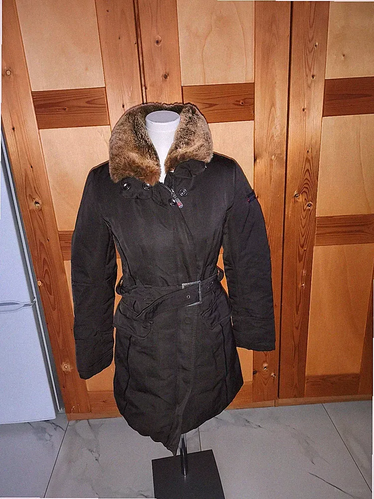 warmer Daunenparka Mantel der Edelmarke Peuterey Gr. 36 S , ital. 42 BRAUN