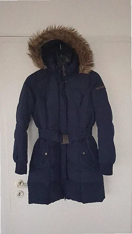 warmer ESPRIT Damen Winter 50% DAUNEN Stepp Kurz Mantel abnehmb. Kapuze M Blau