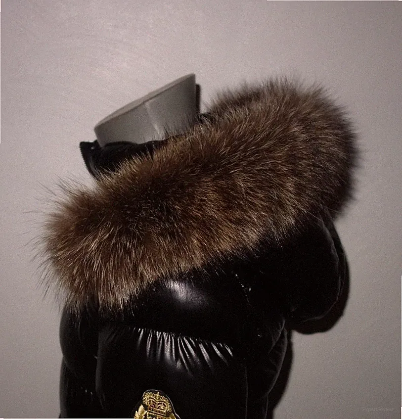 Waschbär Pelz Kapuze Kragen Echt Fell Besatz für Jacke Parka Mantel Sky Schal 55
