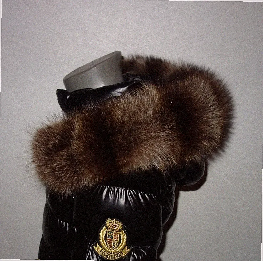Waschbär Pelz Kapuze Kragen XXL Echt Fell Besatz für Jacke Parka Mantel Schal 74