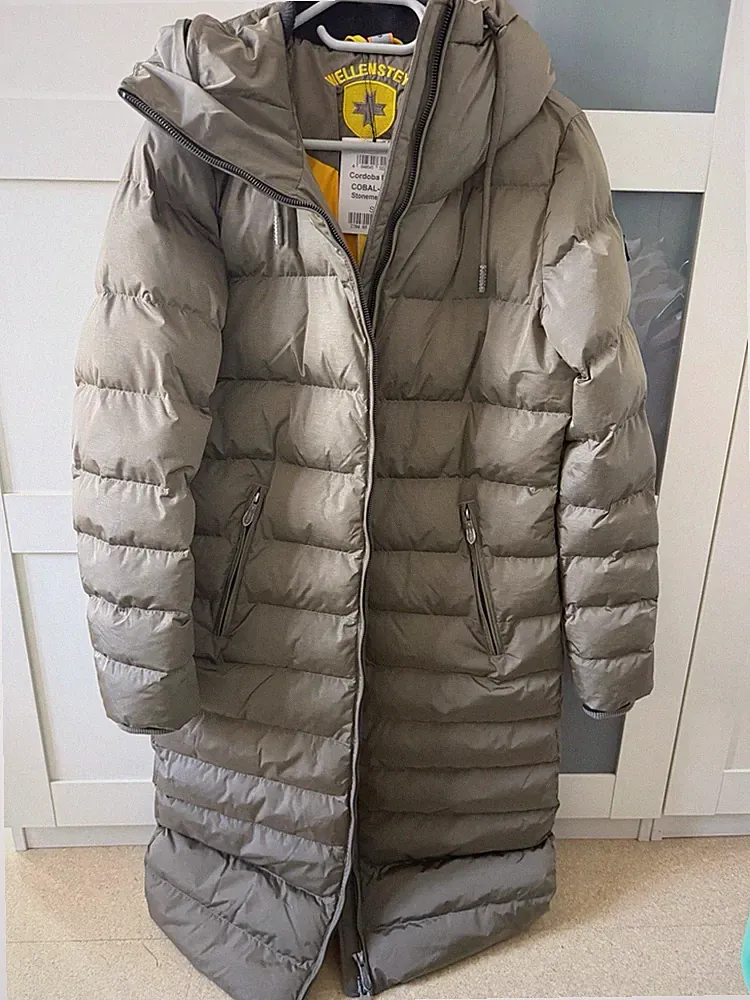 Wellensteyn Cordoba Long Damen Daunenmantel lang mit Kapuze grau Gr. S