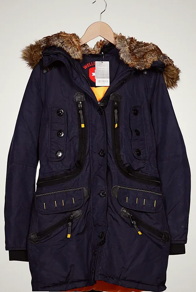 Wellensteyn Mantel Damen Jacke Parka Gr. S Daunen Marineblau #z2a3r0i
