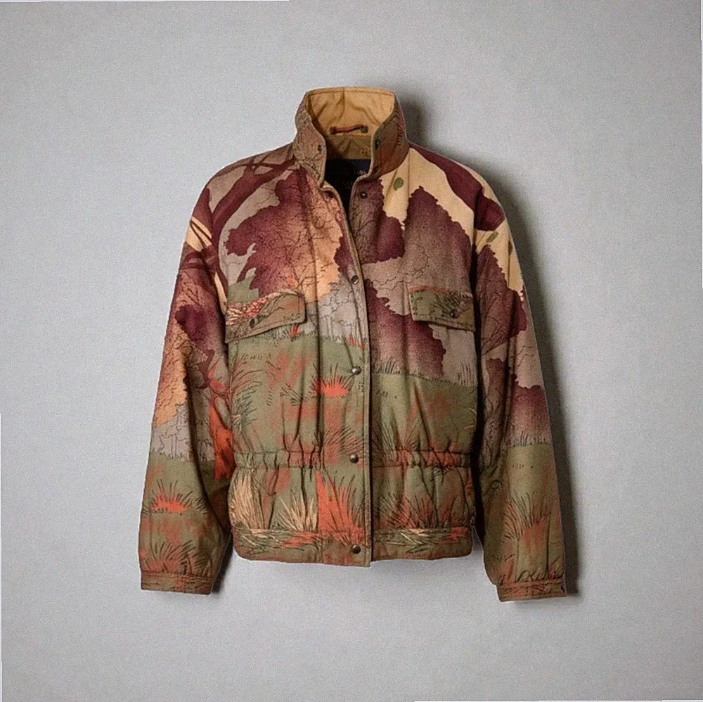 Wende Bomberjacke - Italian Vintage 90s Landschaftsdruck