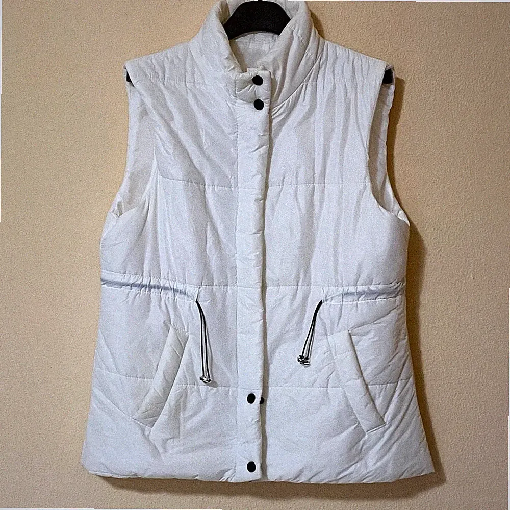 Weste Jacke Weste ärmellos ärmellos weiß Reißverschluss Knöpfe Made in Italy