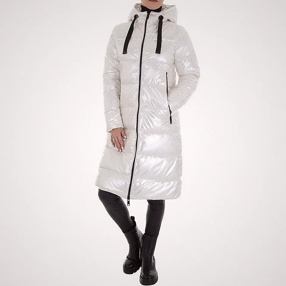 WHITE ICY Steppjacke Damen Freizeit Kapuze Gefüttert Wintermantel in Blau NEU