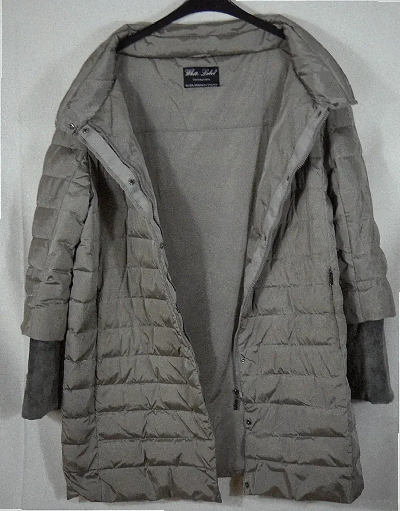WHITE LABEL Leichter DAUNEN Mantel Silber Grau Elegant Herbst Größe 44/46 TOP!