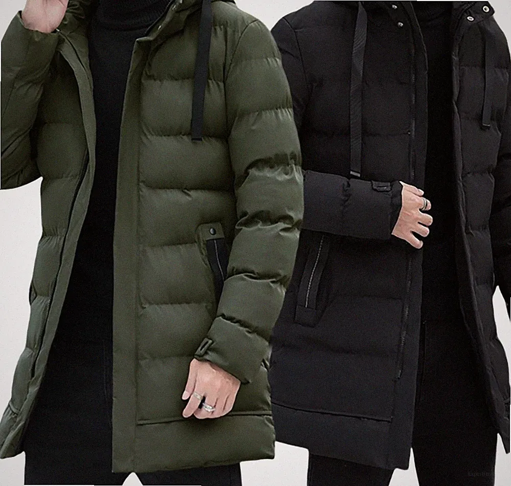 ​​Winter Daunenjacke Herren Lang Mit Kapuze, Warme Blasenjacke Als Steppmantel​