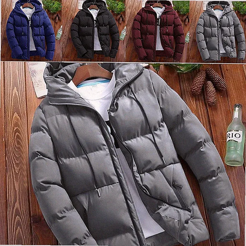 Winter Herren Kälteschutz Daunenjacke Winddicht Kapuze mit Reißverschluss M-5XL