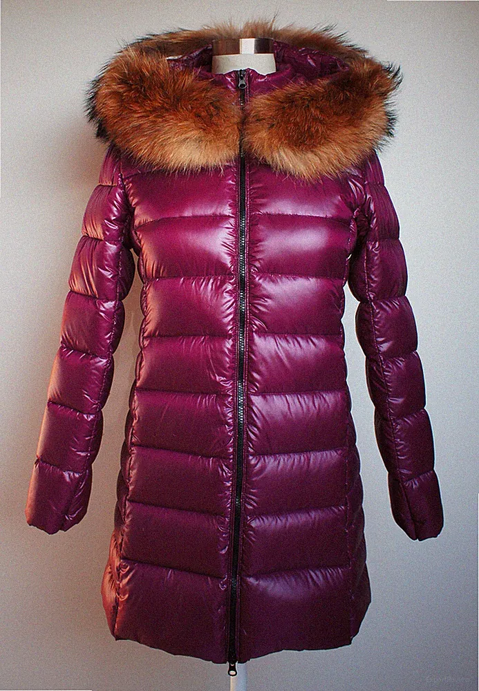 WINTER MANTEL echte DAUNEN echter MURMANSKY PELZ NEU Blau Braun Rot 36 38 40