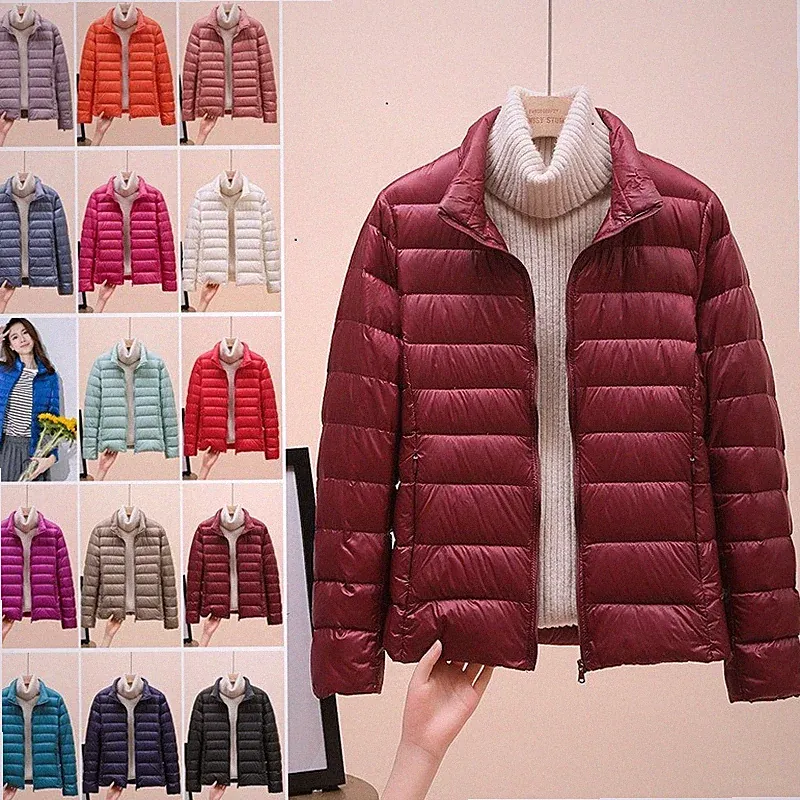Winter Thermo Dick Damen Stehkragen Pufferjacke Ultraleicht Daunenjacke Zipper