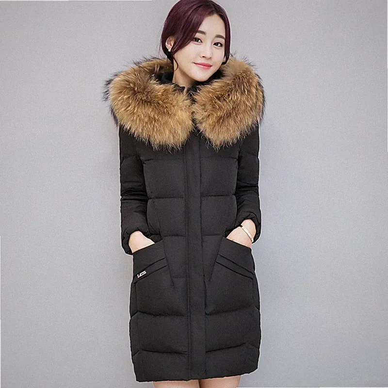 Winterjacke Mantel Daunenjacke Daunenmantel Kunst Pelzkragen Parka Jacke BC394