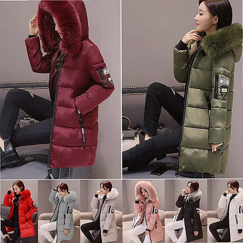 Winterjacke mit Kapuze Steppmantel Warm Parka Herbst Winter Jacket mit Taschen