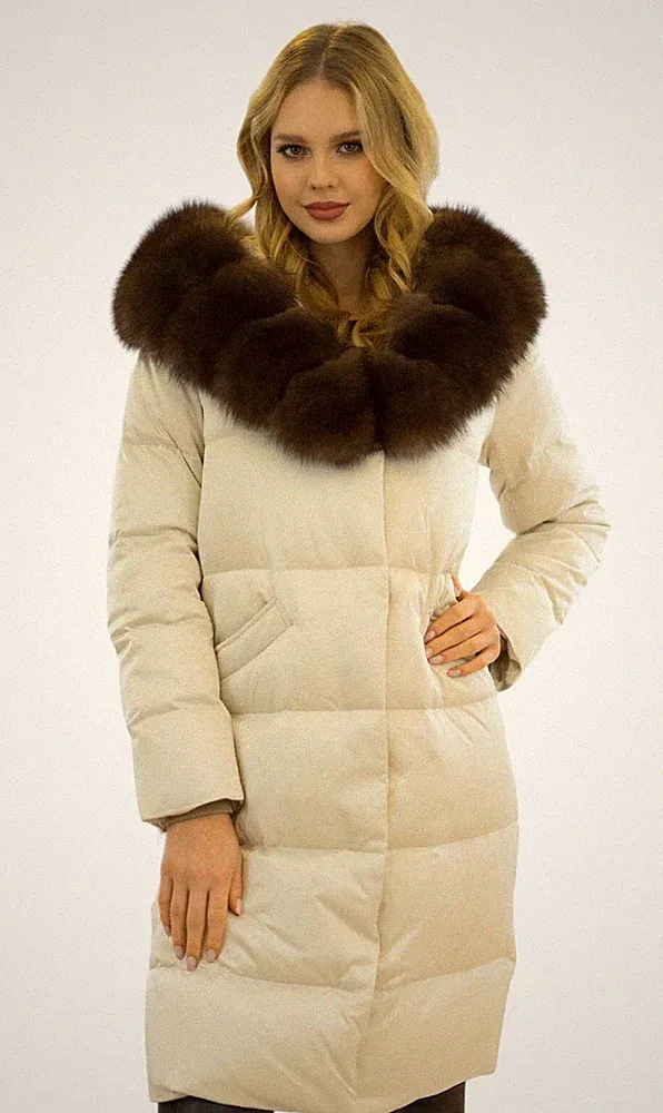 Wintermantel Winter Parka Daunenmantel Puffercoat Echtpelz Pelzkragen Echtfell
