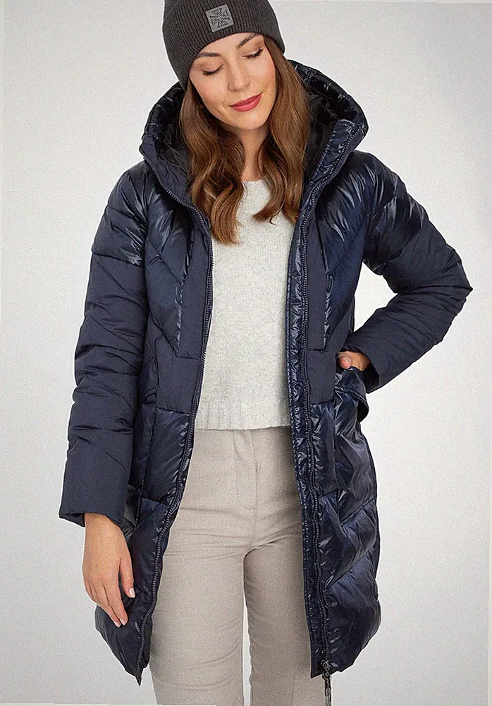 Wittchen Damen-Daunenmantel aus Materialmix mit Kapuze