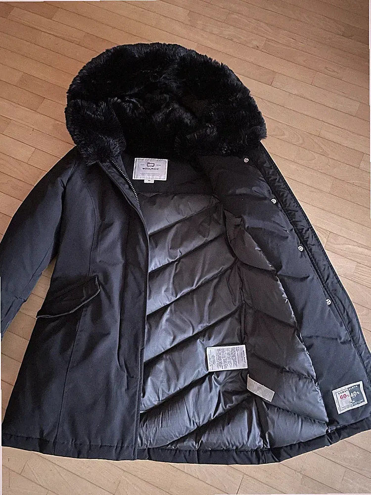 Woolrich Beaker Parka Neuwertig schwarz 34 XS Kunstfell Daunenmantel Jacke