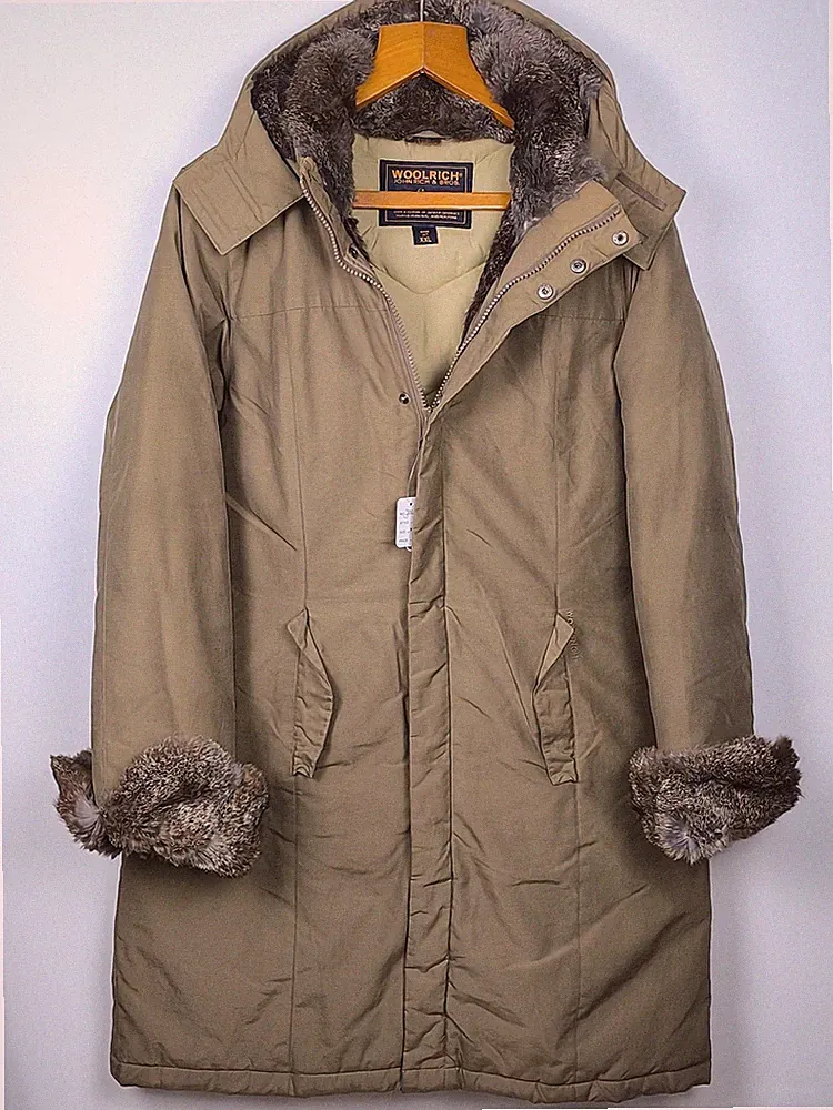 Woolrich Boulder Coat Daunenmantel Damen XXL Khaki Beige Daunenjacke Parka