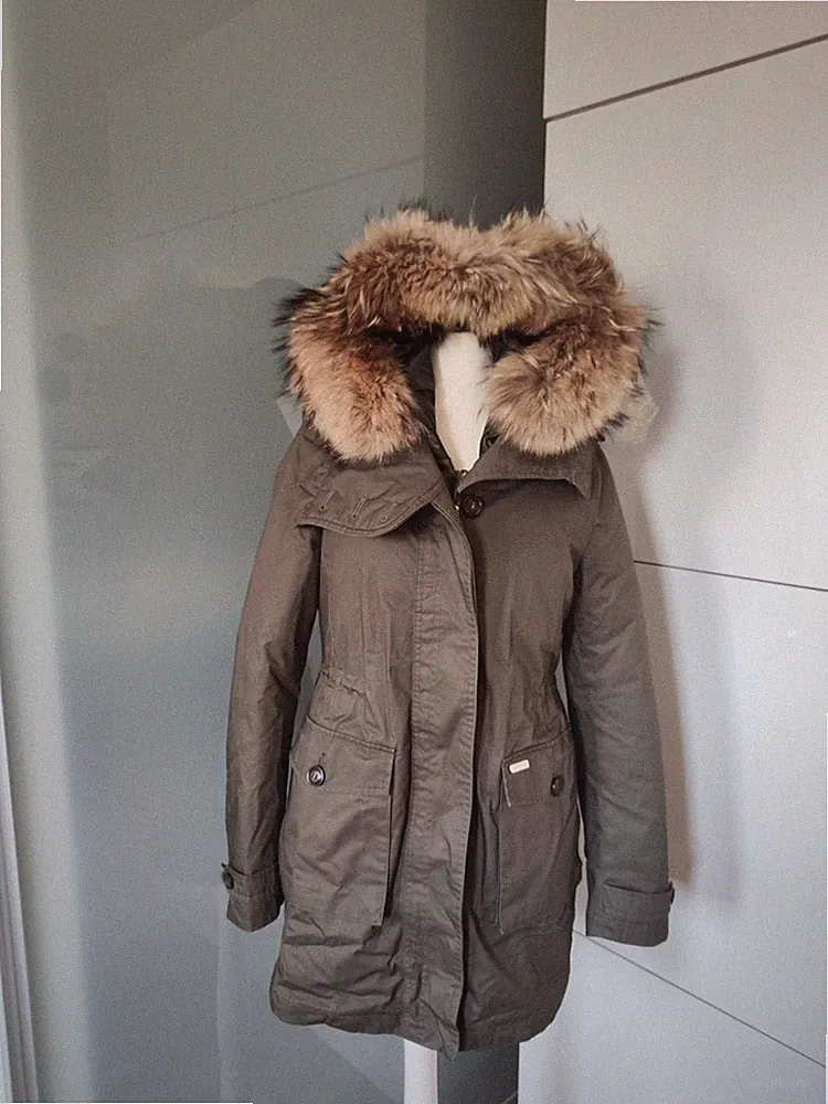 Woolrich Daunenparka 3 in 1 Khaki Oliv Echtfell S/36