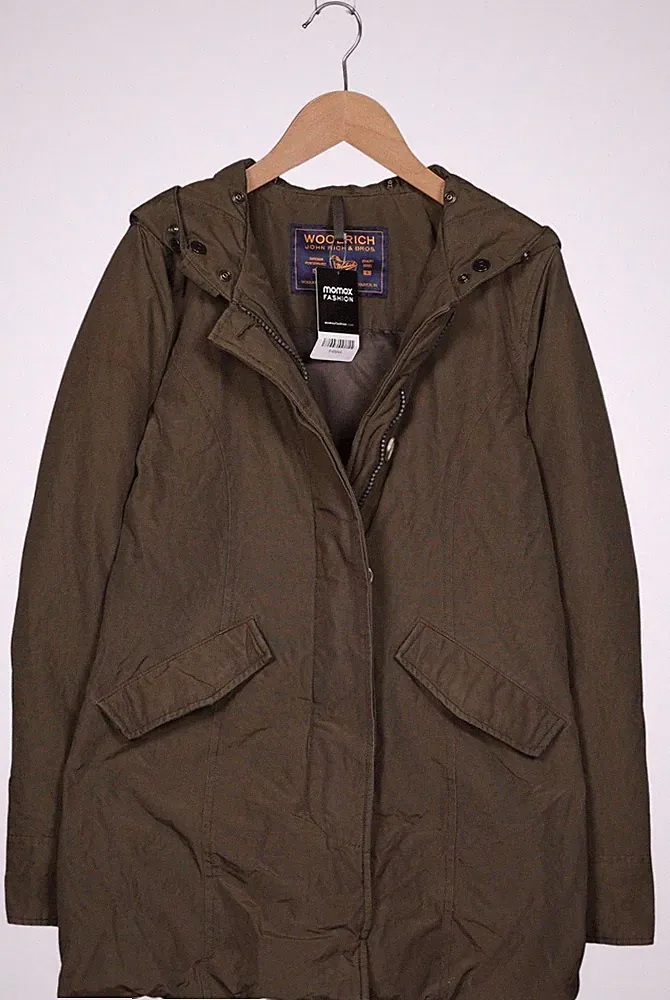 Woolrich Mantel Damen Jacke Parka Gr. XS Baumwolle Daunen Grün #eljyhcn