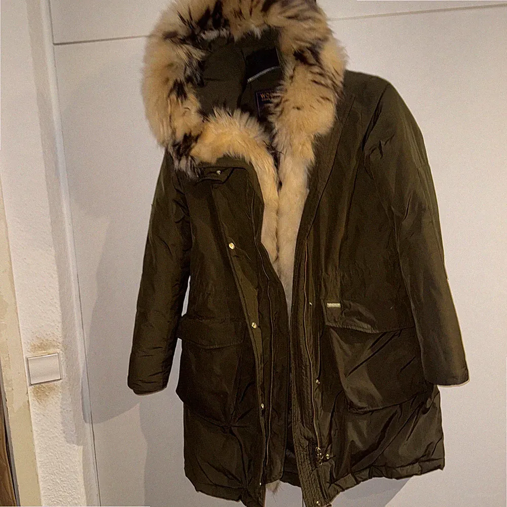 Woolrich Military Fox Parka , Anorak Daunenmantel Khaki Gr. L Gebraucht