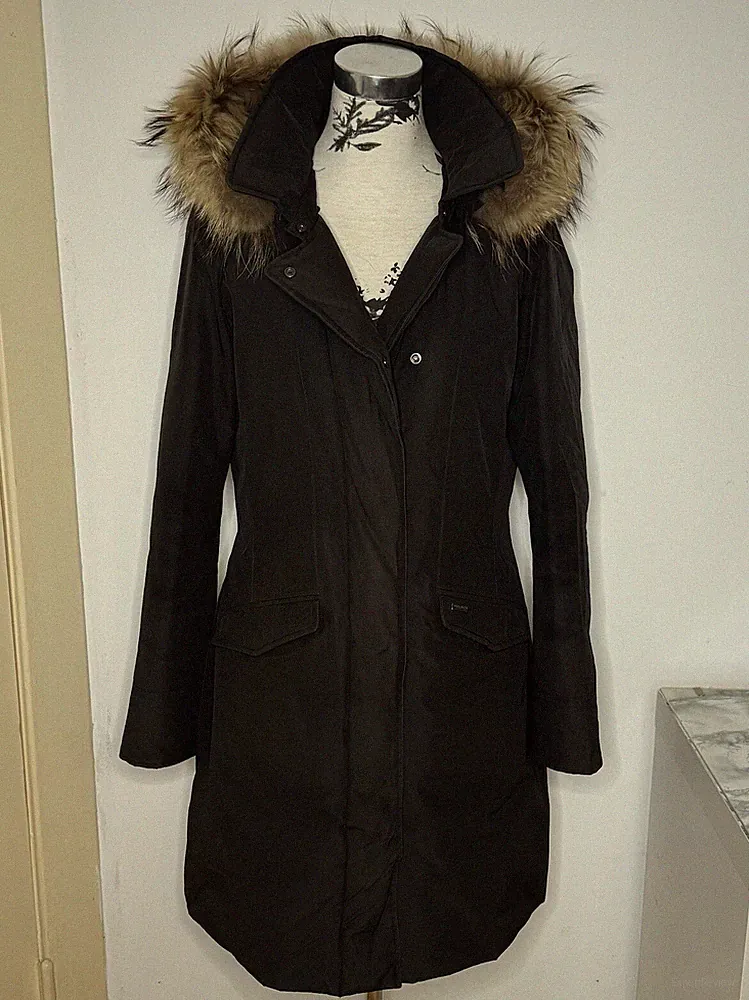 Woolrich Modern Vail Parka schwarz Jacke Daunen Mantel Coat Echtfell XL 42