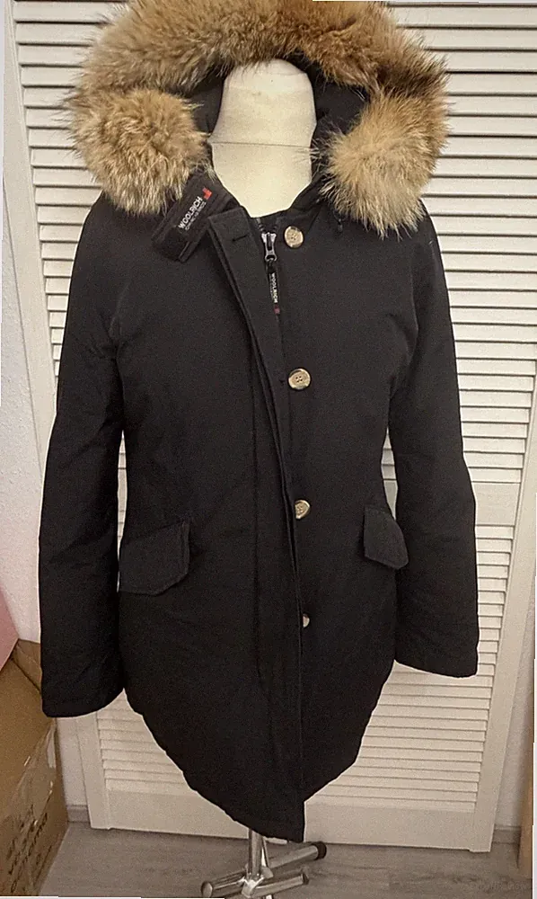 Woolrich parka Daunen arctic Jacke Mantel Winter schwarz Fell xl 40 Echtfell