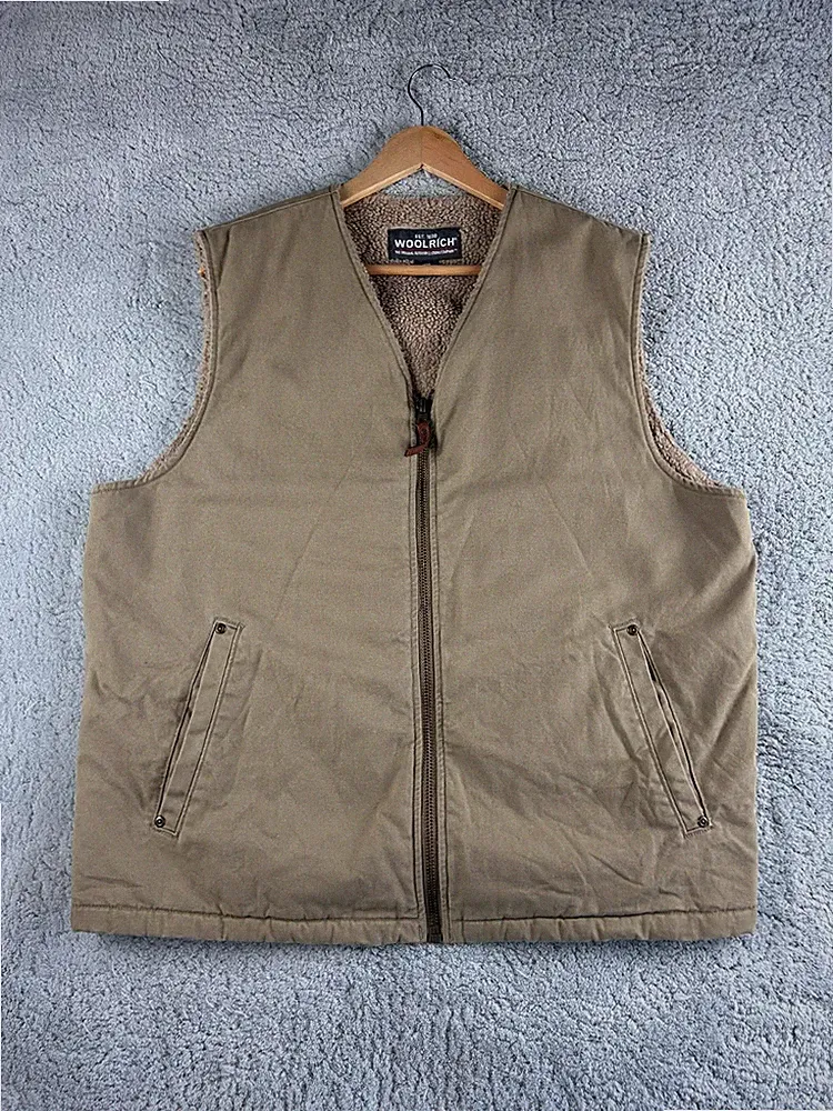 Woolrich Wolljacke ärmellos beige Herren Gr. L #VWR403