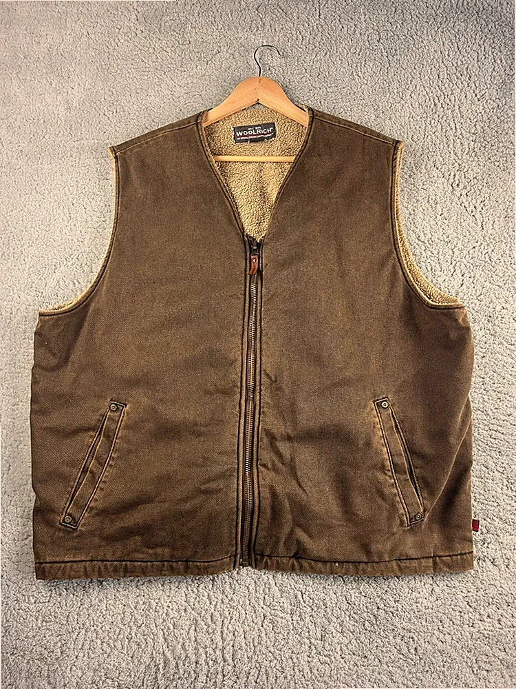 Woolrich Wolljacke ärmellos braun Herren Gr. XXL #VWR429