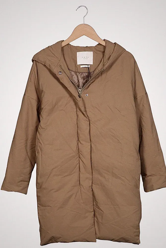 YAYA Mantel Damen Jacke Parka Gr. EU 32 Baumwolle Daunen Beige #h9wiakk